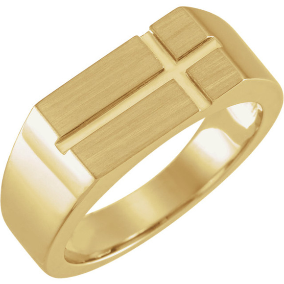 14K Yellow Cross Signet Ring